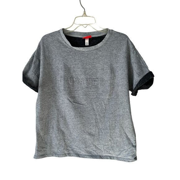 HUNTER Gray Embossed Logo T-Shirt Oversized Size Med - Picture 1 of 8